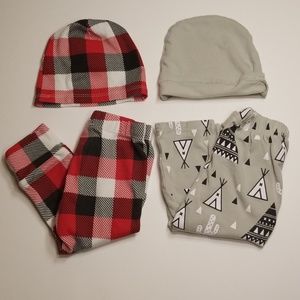 ❤ 3/$10 2 matching pants and hat sets 6m baby